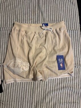 Underground Los Angeles Lakers Cream Pinstripe Athletic Shorts